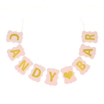 Guirlande Candy Bar lyserød/guld festpynt