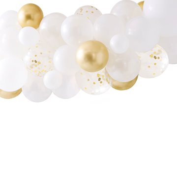 Ballonbue-Kit hvid/guld 4m festartikler
