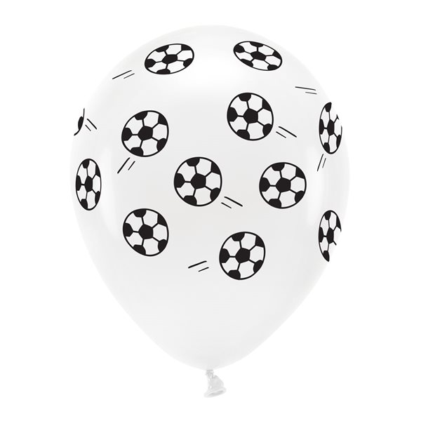 Balloner Fodbold hvid/sort 30cm, 6 stk. festartikler