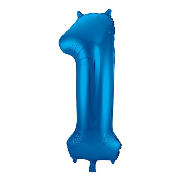 Folieballon tal 1 blå 86cm festartikler