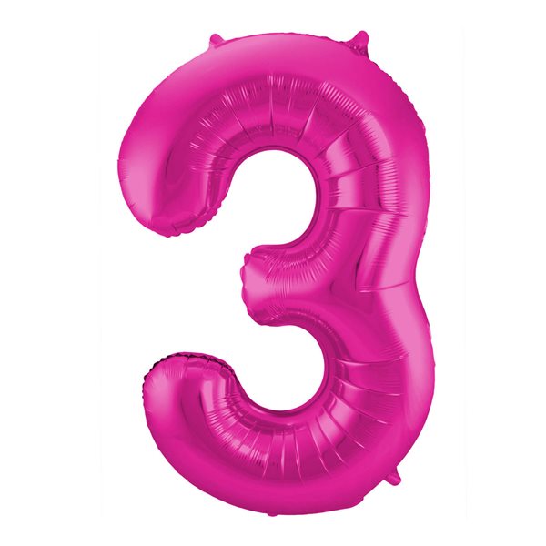 Folieballon tal 3 pink 86cm festartikler