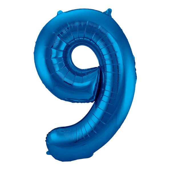 Folieballon tal 9 blå 86cm festartikler
