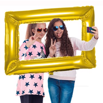 Folieballon selfie-ramme guld 60cm x 85cm festartikler
