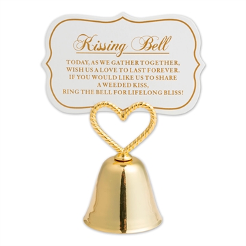 Kysseklokke / bordkortholder med kort guld bordpynt