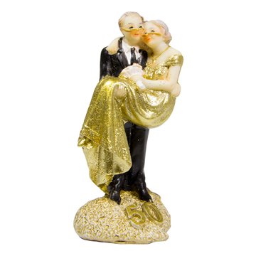 Bryllupsfigur Guldbryllupspar guld festartikler