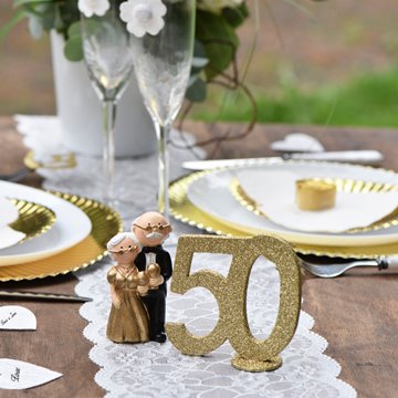 Guldbryllup 50 år bordpynt guldglimmer 10cm festudsmykning