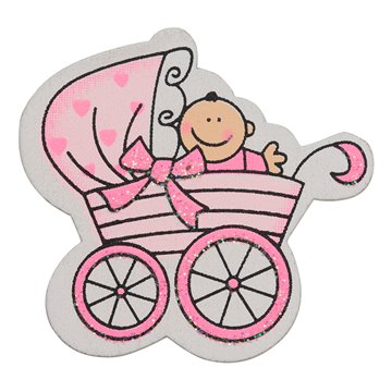 Baby barnevogn på klemme lyserød, 8 stk. festartikler