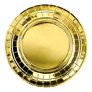 Paptallerken guld metallic 18cm, 6 stk. festartikler
