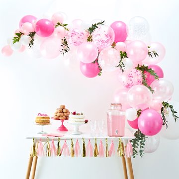 Ballonbue-Kit hvid/lyserød/lyspink 4m festartikler