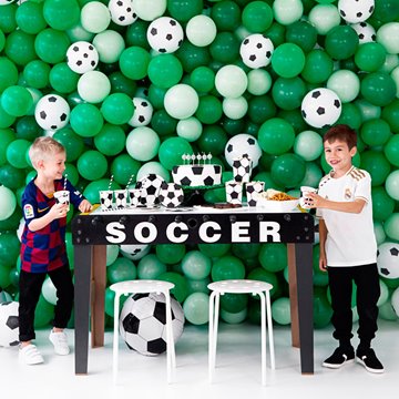 Popcorn bæger Fodbold hvid/sort, 6 stk. børnefødselsdag
