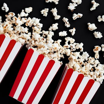 Popcorn bæger hvid/rød 12,5cm, 6 stk. festartikler