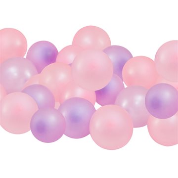 Balloner lyserød/lys lilla 13cm, 40 stk. festartikler