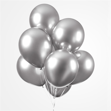 Balloner sølv chrome 30cm, 10 stk. festpynt