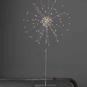 Firework Julestjerne på fod sølv 50cm, 120 LED-lys festartikler
