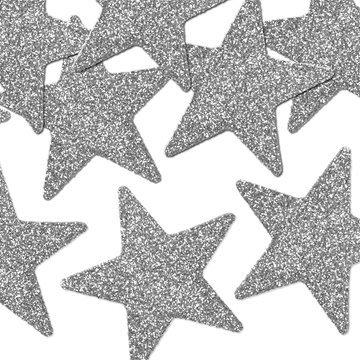 Konfetti strøpynt stjerner glitter sølv 5cm festartikler